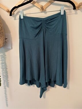 EARTHBOUND Teal Blue Ruched Waist Crop Top